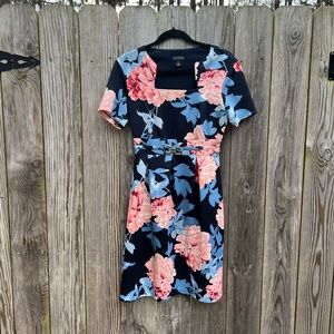 ENFOCUS STUDIO Navy Floral Print Short Sleeve Dress Women’s  4